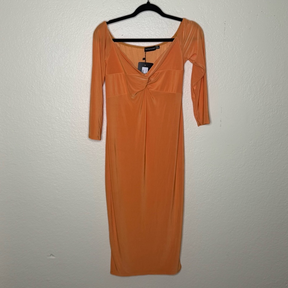 PrettyLittleThing Slinky Bardot Midi Dress